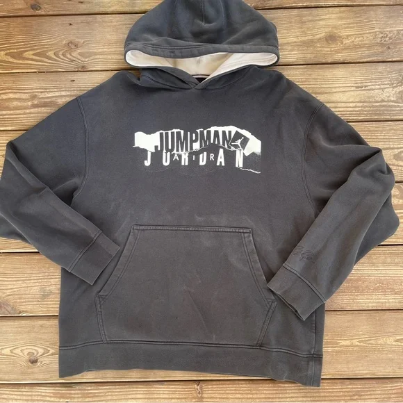 Nike Air Jordan Jumpman Hoodie Black Graphic Pullover Size XL - Picture 1 of 12